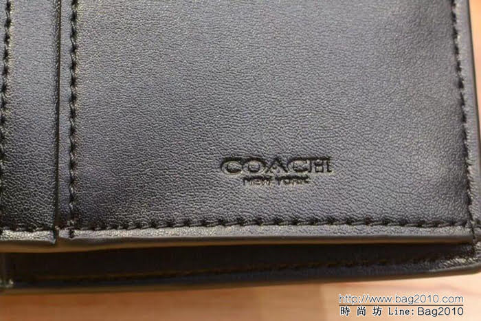 COACH蔻馳 75013 經典PVC印花對折長款錢包 男款錢包  Chz1276